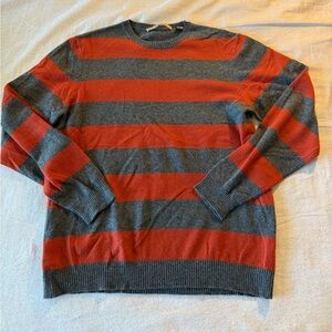 Striped Gray and Red Men's cashmere Sweater